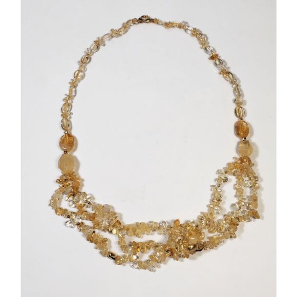Lucas Lameth LUC 925 Tumbled Citrine Quartz Chip Bead Multistrand Necklace 24" - Picture 1 of 6